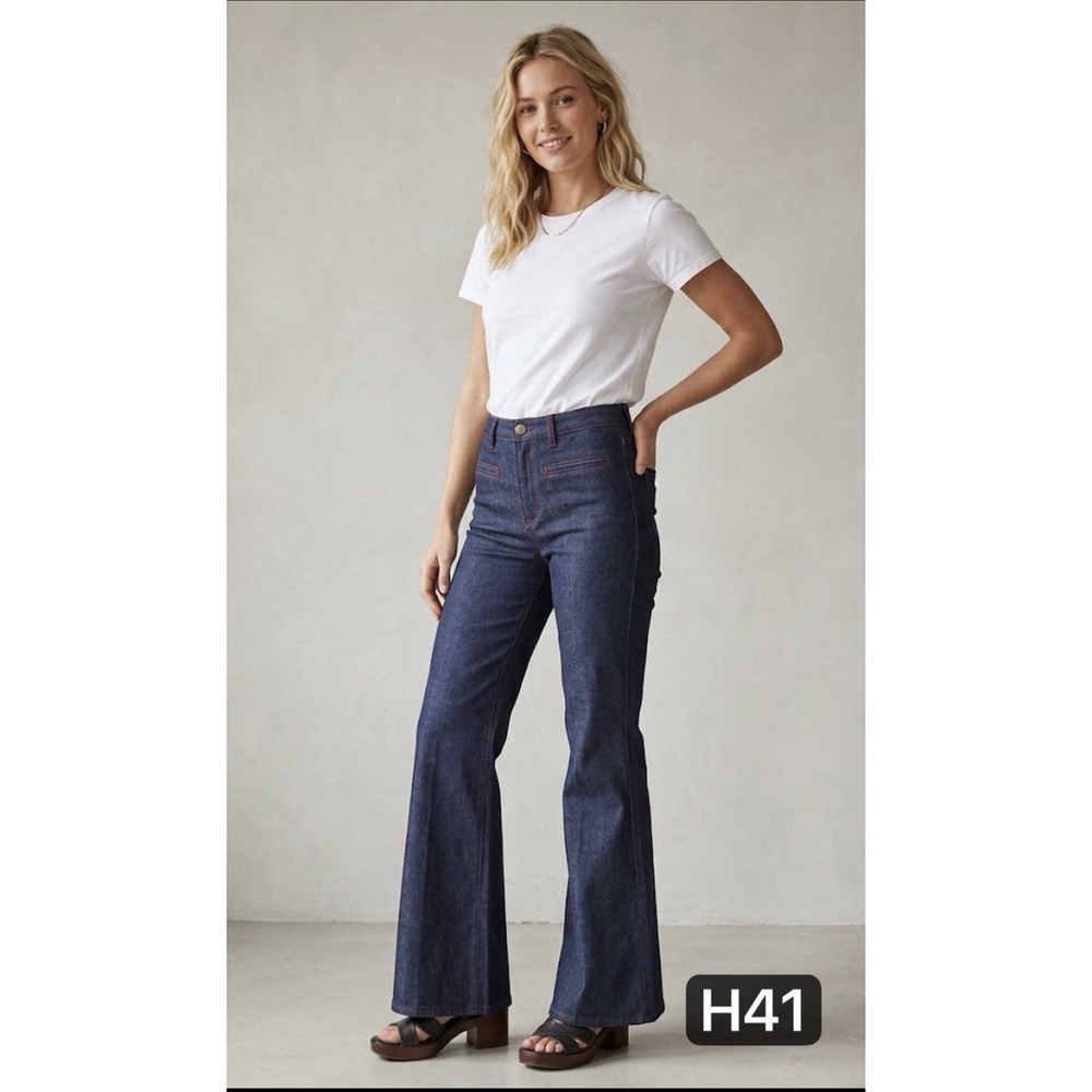 Pilcro Anthropologie Stitched High Rise Trouser Bootcut Silk Modal Blend Sz 30